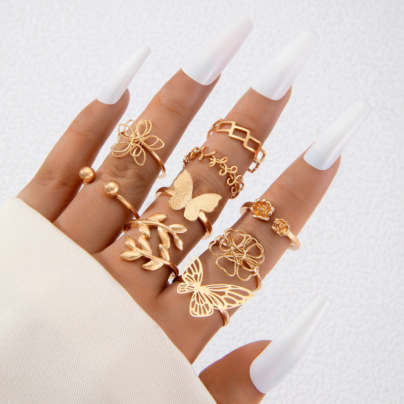 Wholesale Vintage Cross Spiral Gold Open Ring Set